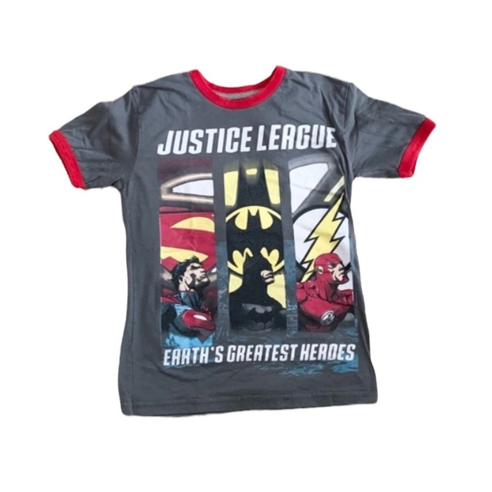 Justice League | Boys Tee Charcoal Red Gray Superman Batman Spider-Man S